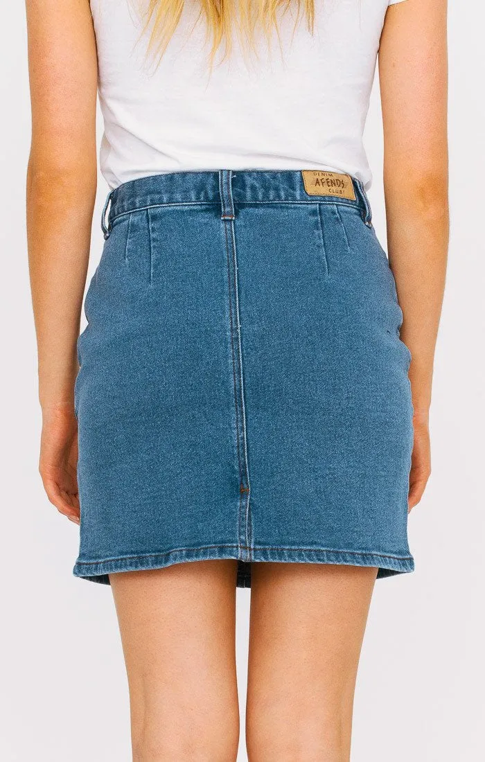 Afends Womens Chevy - Vintage Blue - Denim Skirt