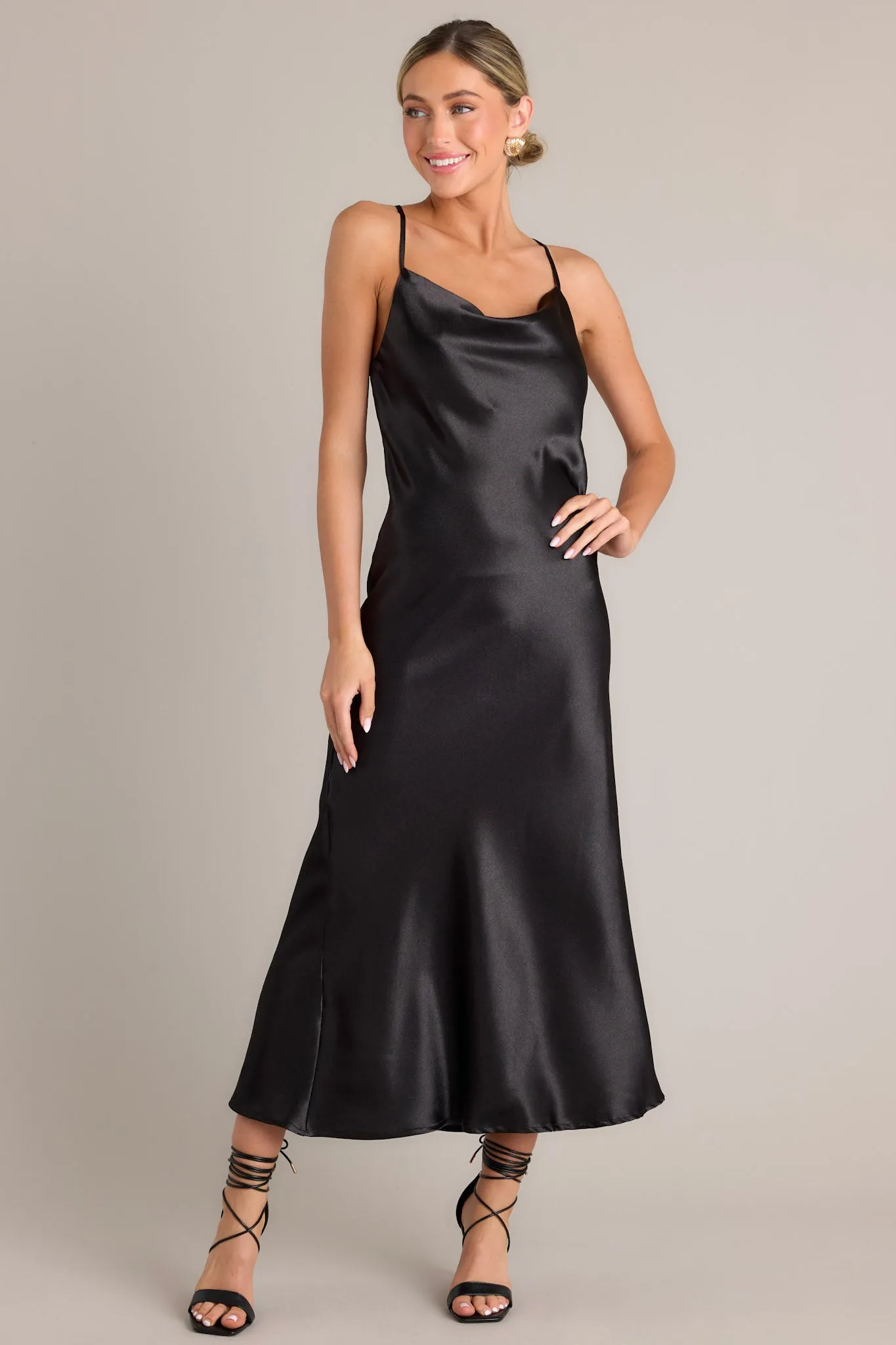 All Yours Black Cowl Neck Maxi Dress