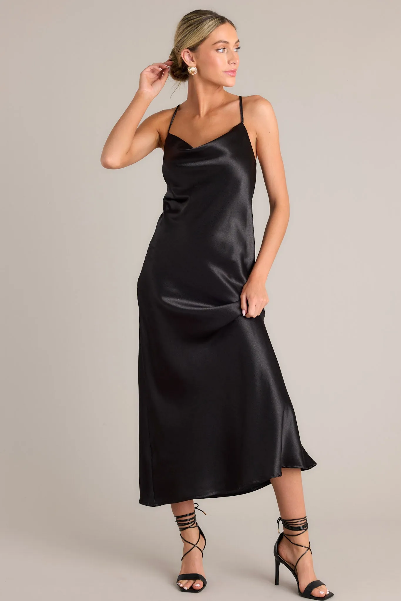 All Yours Black Cowl Neck Maxi Dress