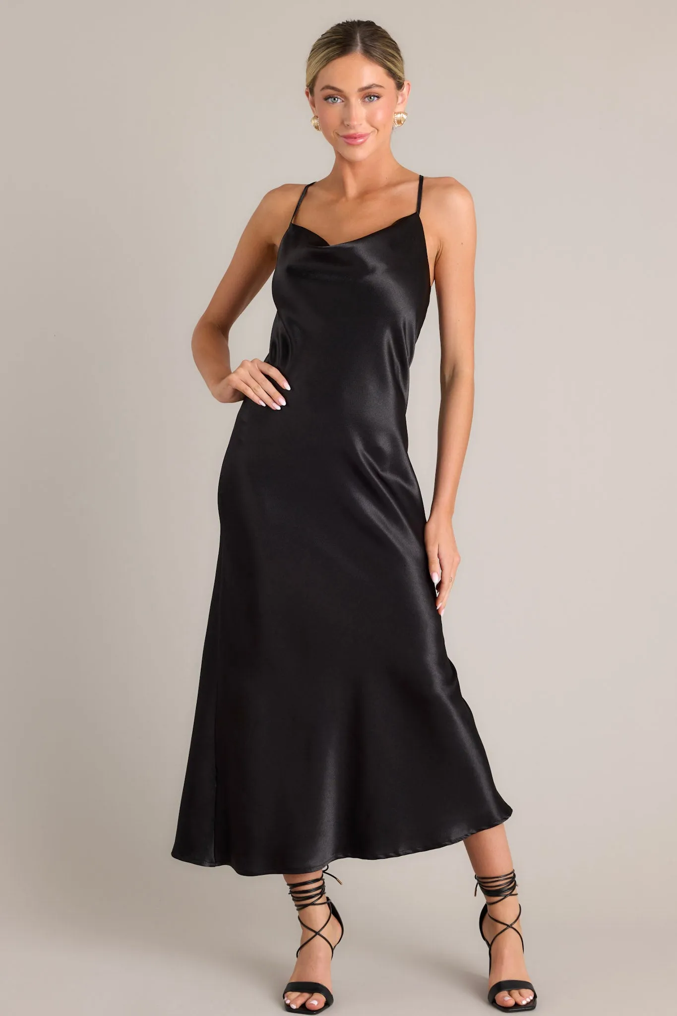 All Yours Black Cowl Neck Maxi Dress