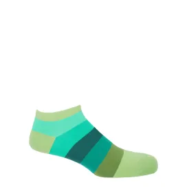 Block Stripe Men's Trainer Socks - Earth