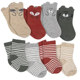 Boys' 8-Pack Wiggle Proof Jersey Crew Socks - Animals