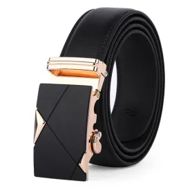 Classy Men Black & Gold Leather Suit Belt