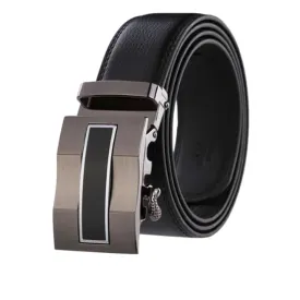 Classy Men Black Leather Suit Belt