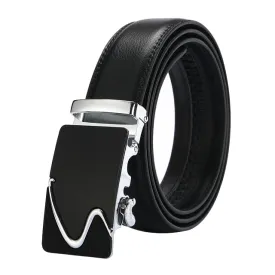 Classy Men Black Leather Suit Belt