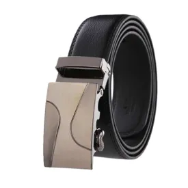 Classy Men Black Leather Suit Belt