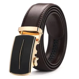 Classy Men Brown & Gold Leather Suit Belt