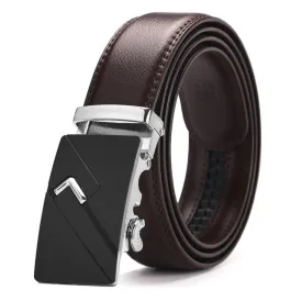 Classy Men Brown & Silver Leather Suit Belt