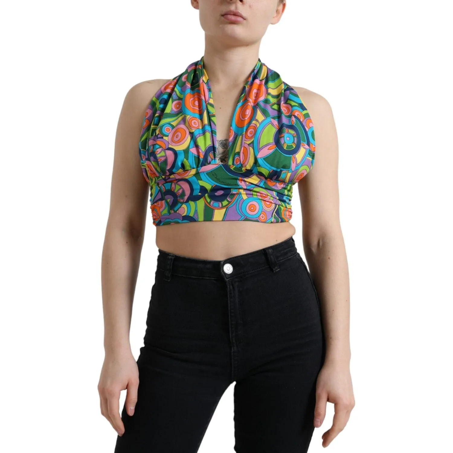 Dolce & Gabbana Elegant Silk Blend Halter Cropped Top