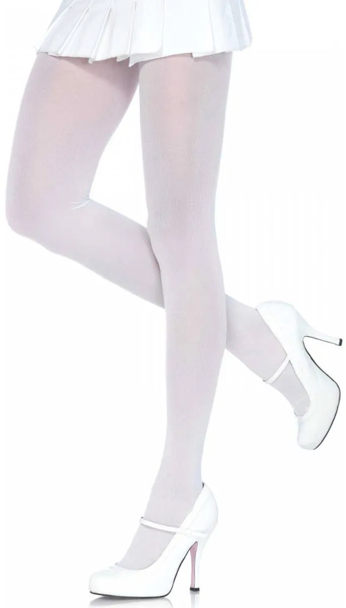 Full Length White Plus Size Womens Spandex Tights