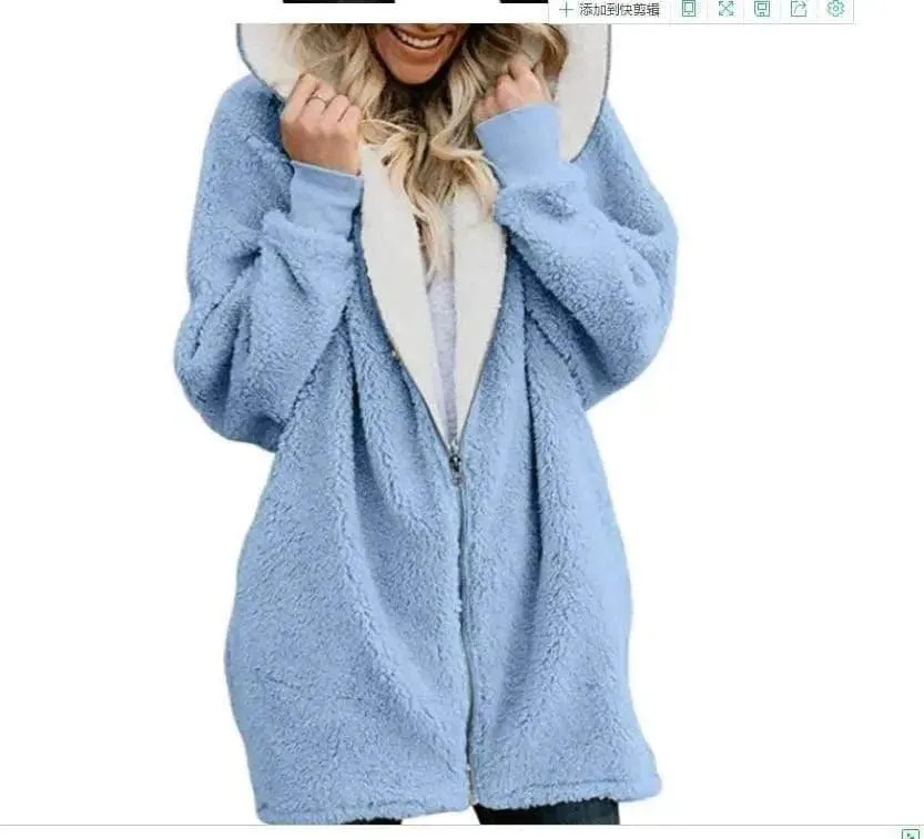 Hooded zipper cardigan fur coat plush sweater