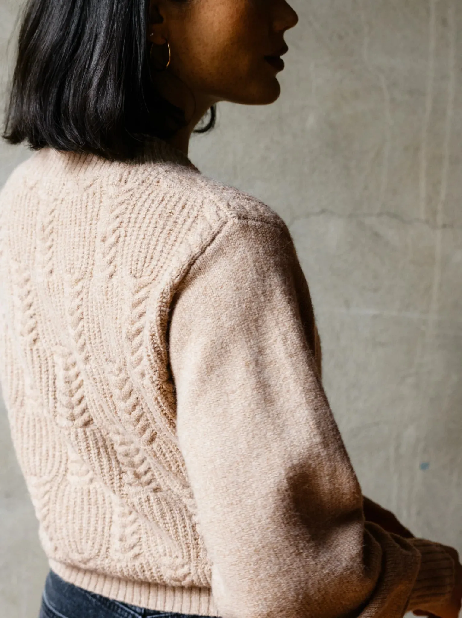 Lindsey Cable Pullover Sweater - Taupe