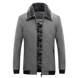 Men's Fur Collar Warm Jacket Winter Parka Windbreaker Cotton Padded Anorak Thick Black Coat Male Casual Autumn Fleece Jacket Men