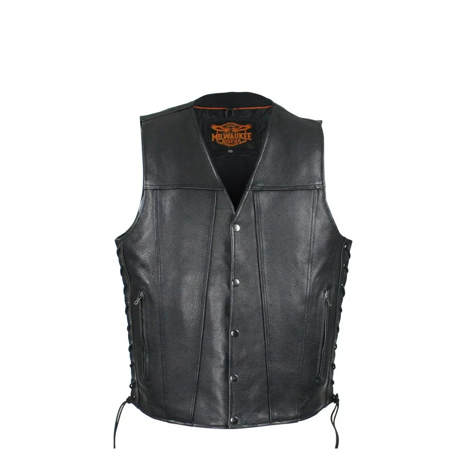 Mens Leather Vest With Concealed Gun Pockets By Milwaukee Riders®