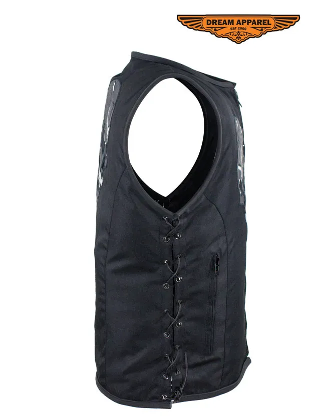 Mens Vest With Skulls Design & Gun Pocket