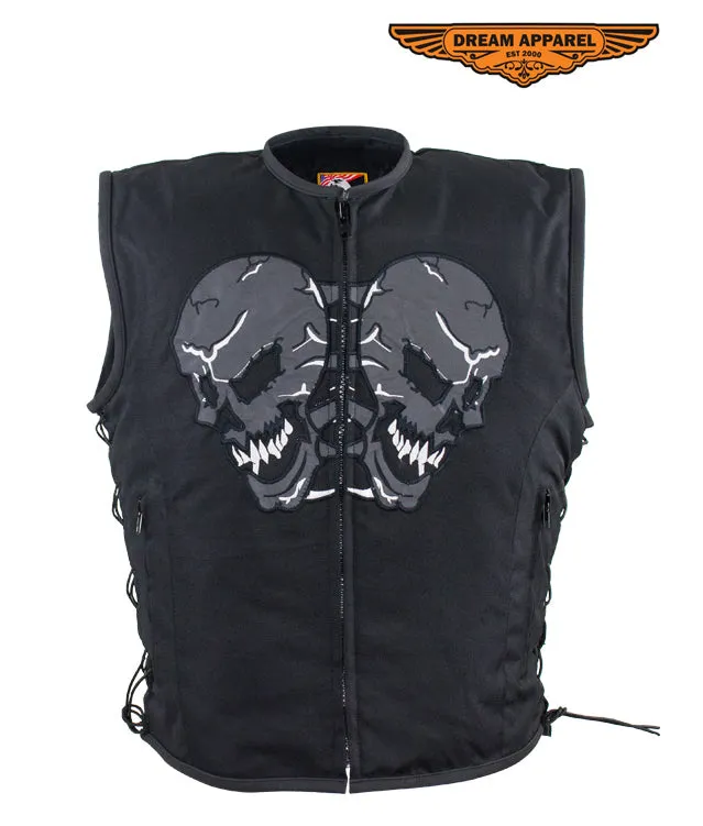 Mens Vest With Skulls Design & Gun Pocket