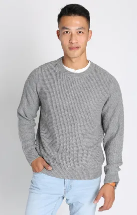 Mixed Stitch Waffle Crewneck Sweater