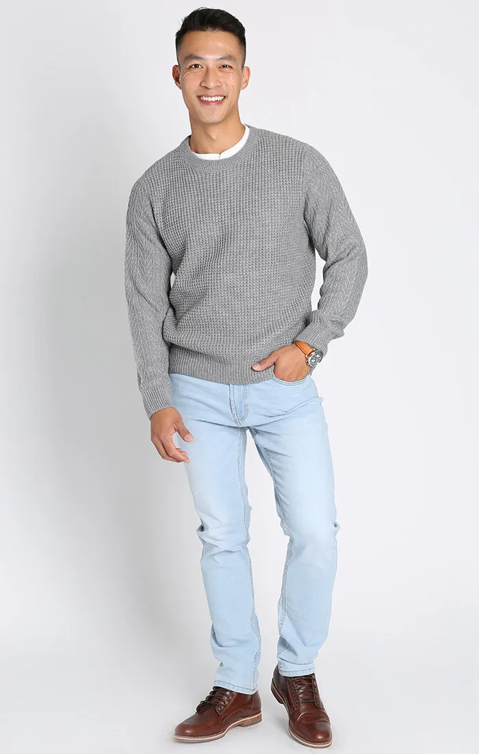 Mixed Stitch Waffle Crewneck Sweater