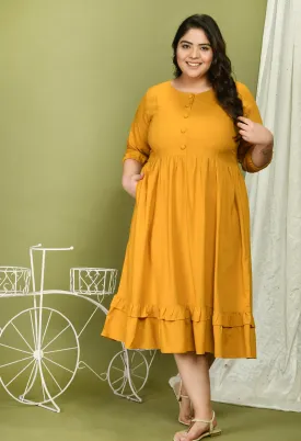 Plus Size Plus Size Mustard Midi Dress