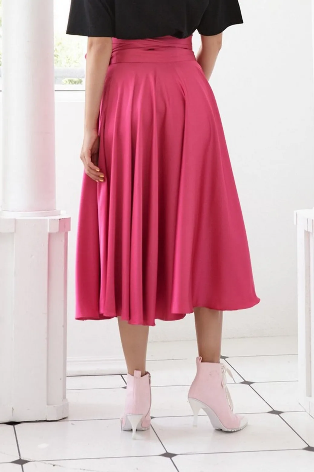 Pre- Order PINK SATIN - WRAP SKIRT - PINK