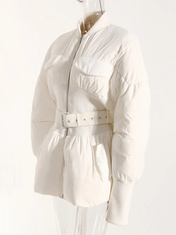 Pre Order:  Puffy Slim Waist Belted Parka