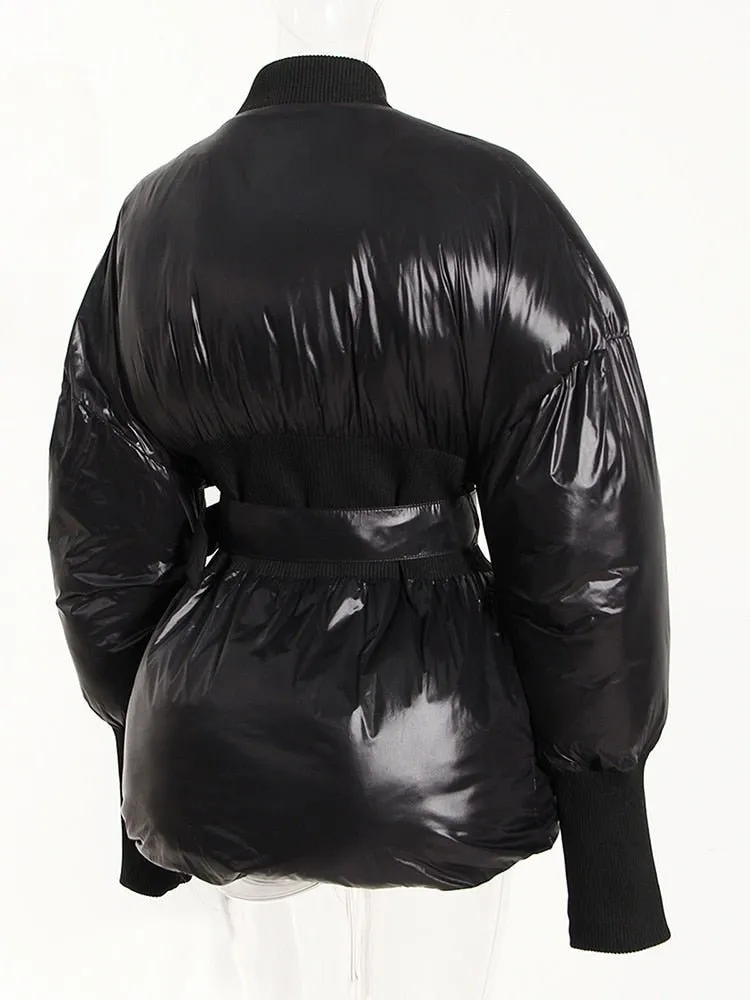 Pre Order:  Puffy Slim Waist Belted Parka