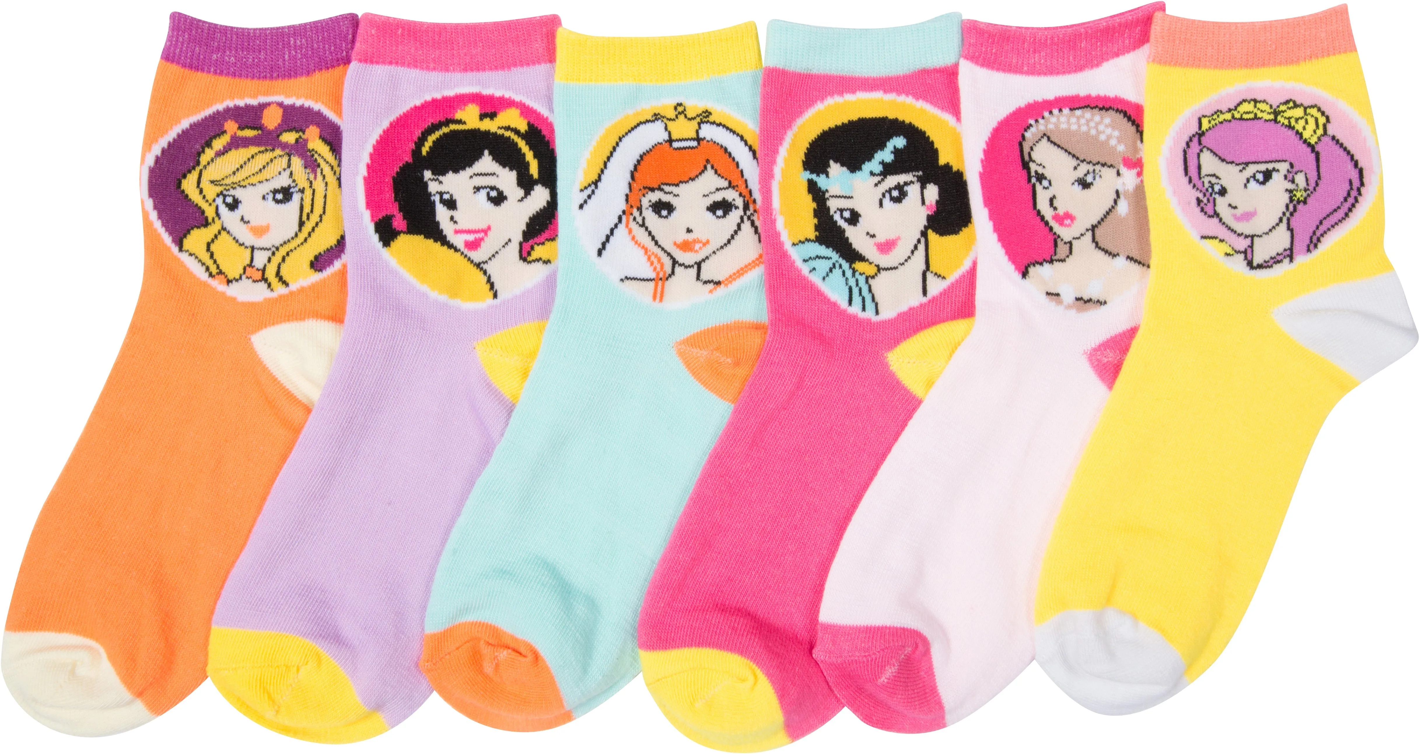 Sakkas Girl's Creative Fun Cotton Blend Crew Socks Assorted Color 6-Pack