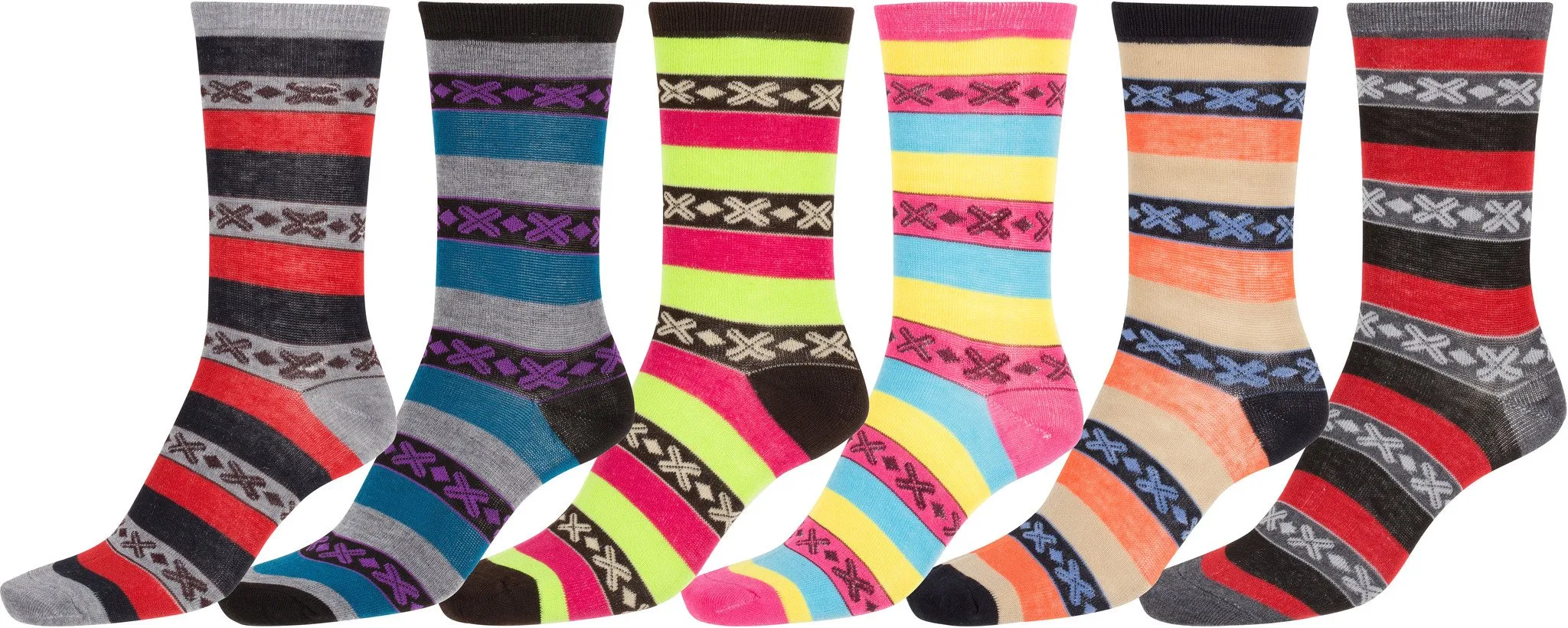 Sakkas Women's Poly Blend Soft and Stretchy Crew Pattern Socks Assorted 6-pack