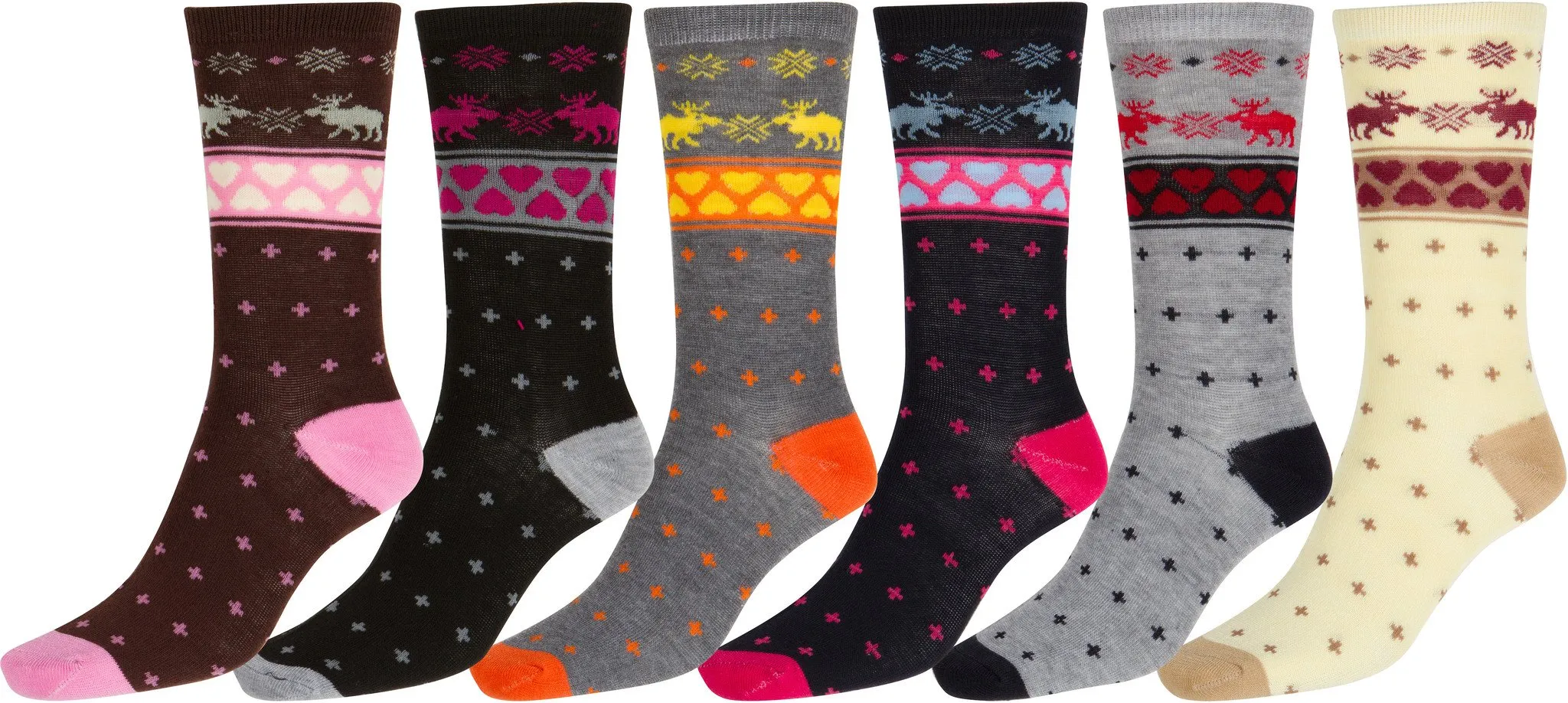 Sakkas Women's Poly Blend Soft and Stretchy Crew Pattern Socks Assorted 6-pack