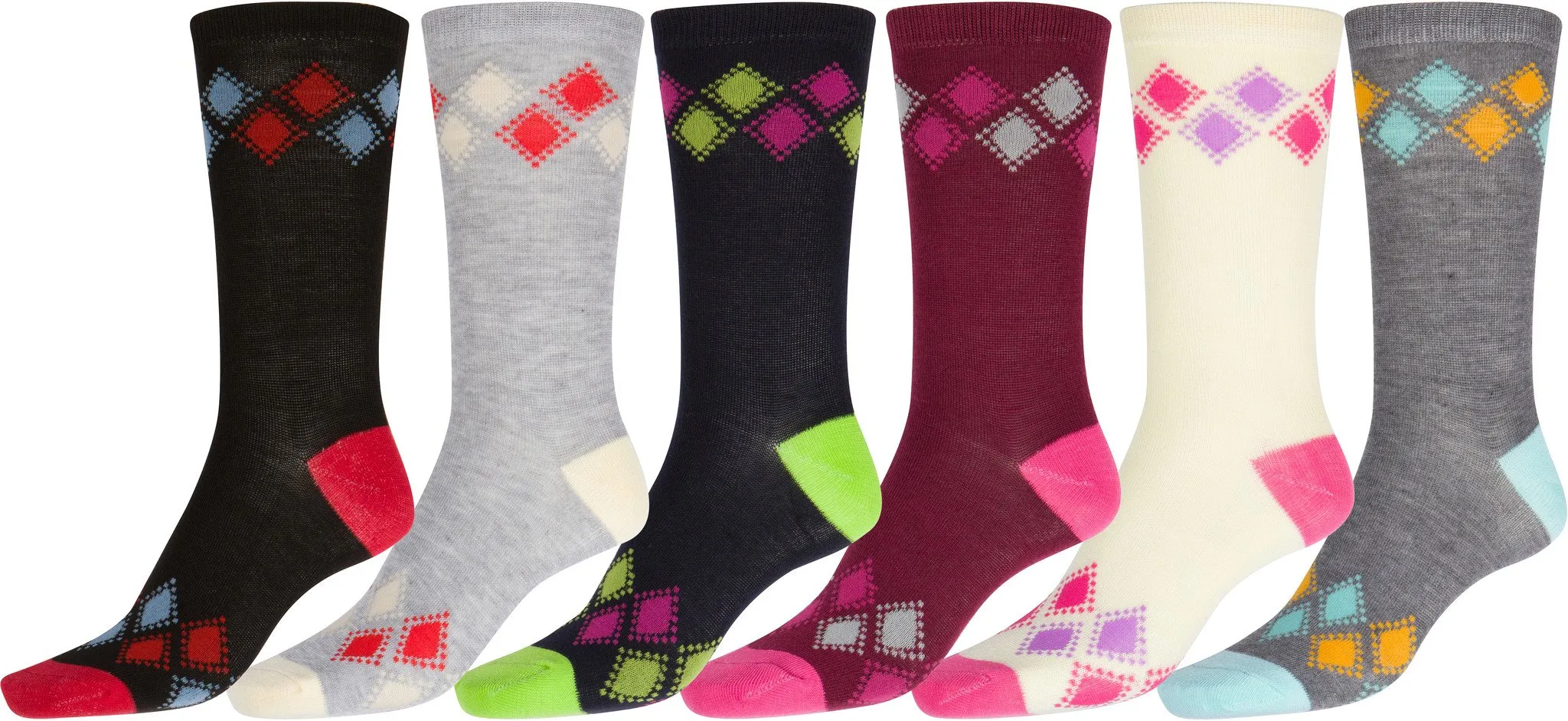 Sakkas Women's Poly Blend Soft and Stretchy Crew Pattern Socks Assorted 6-pack