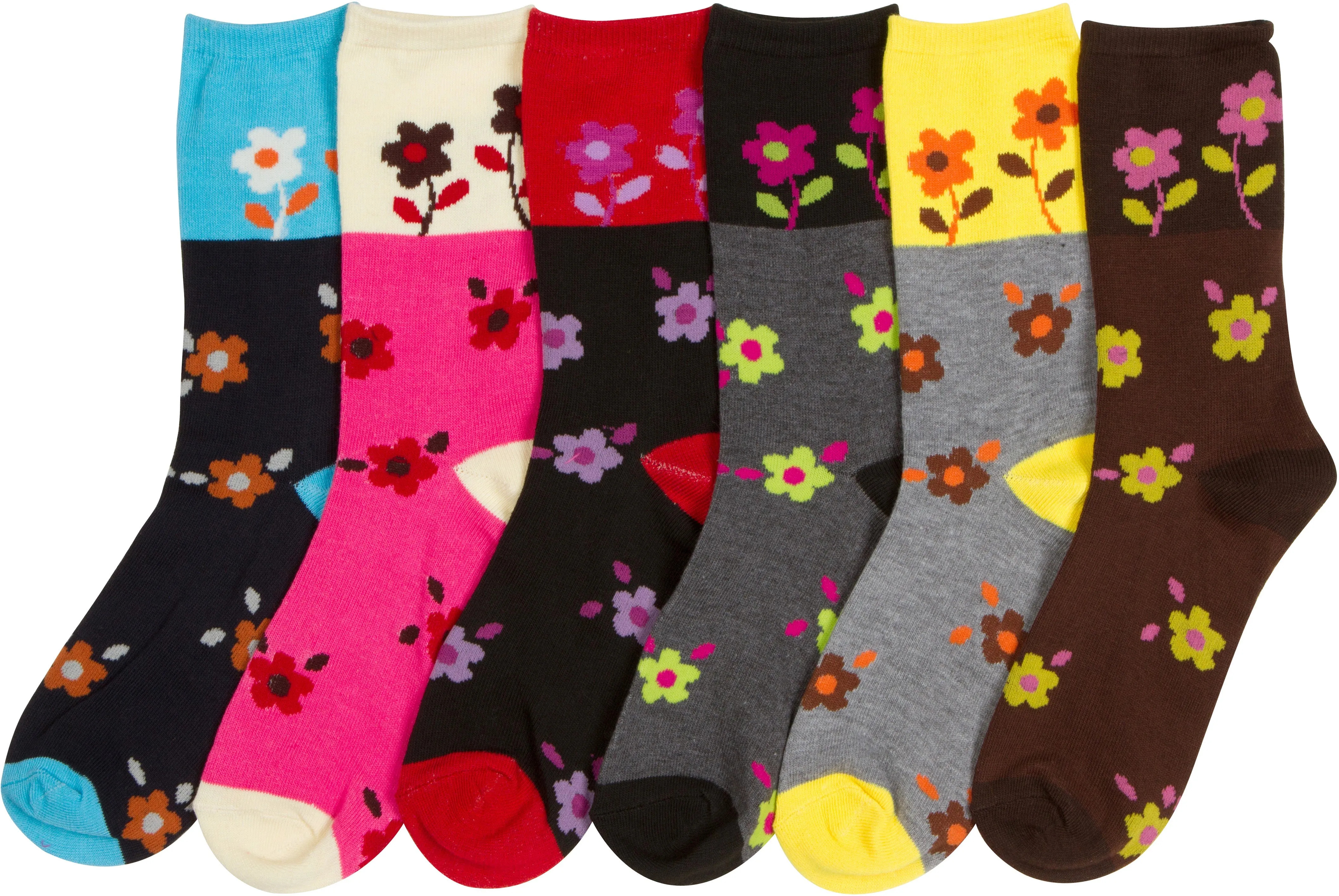 Sakkas Women's Poly Blend Soft and Stretchy Crew Pattern Socks Assorted 6-pack