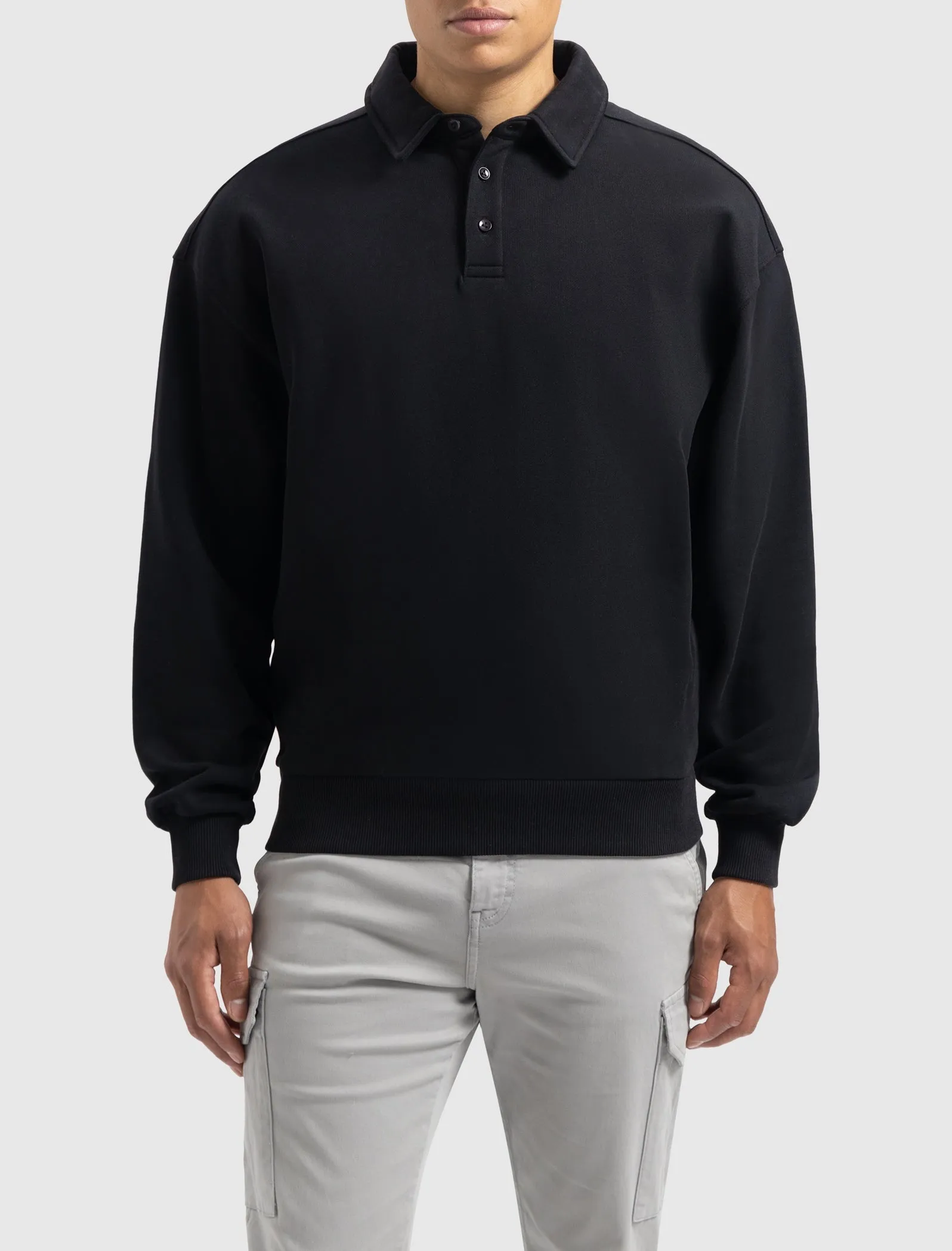 Sideline Wordmark Polo Sweater | Black