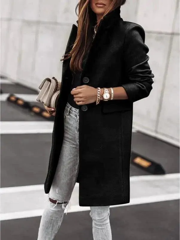 Simple Long Sleeve Button Nizi Coat