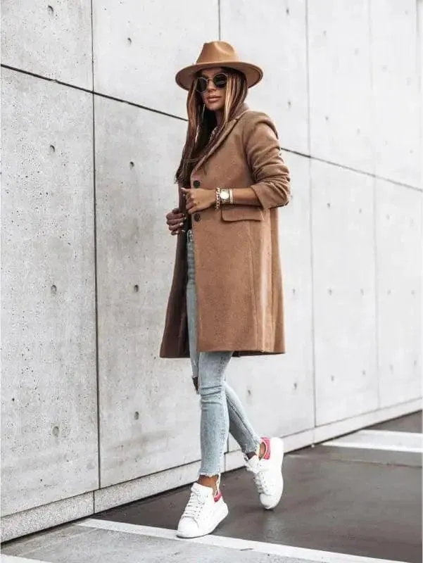 Simple Long Sleeve Button Nizi Coat