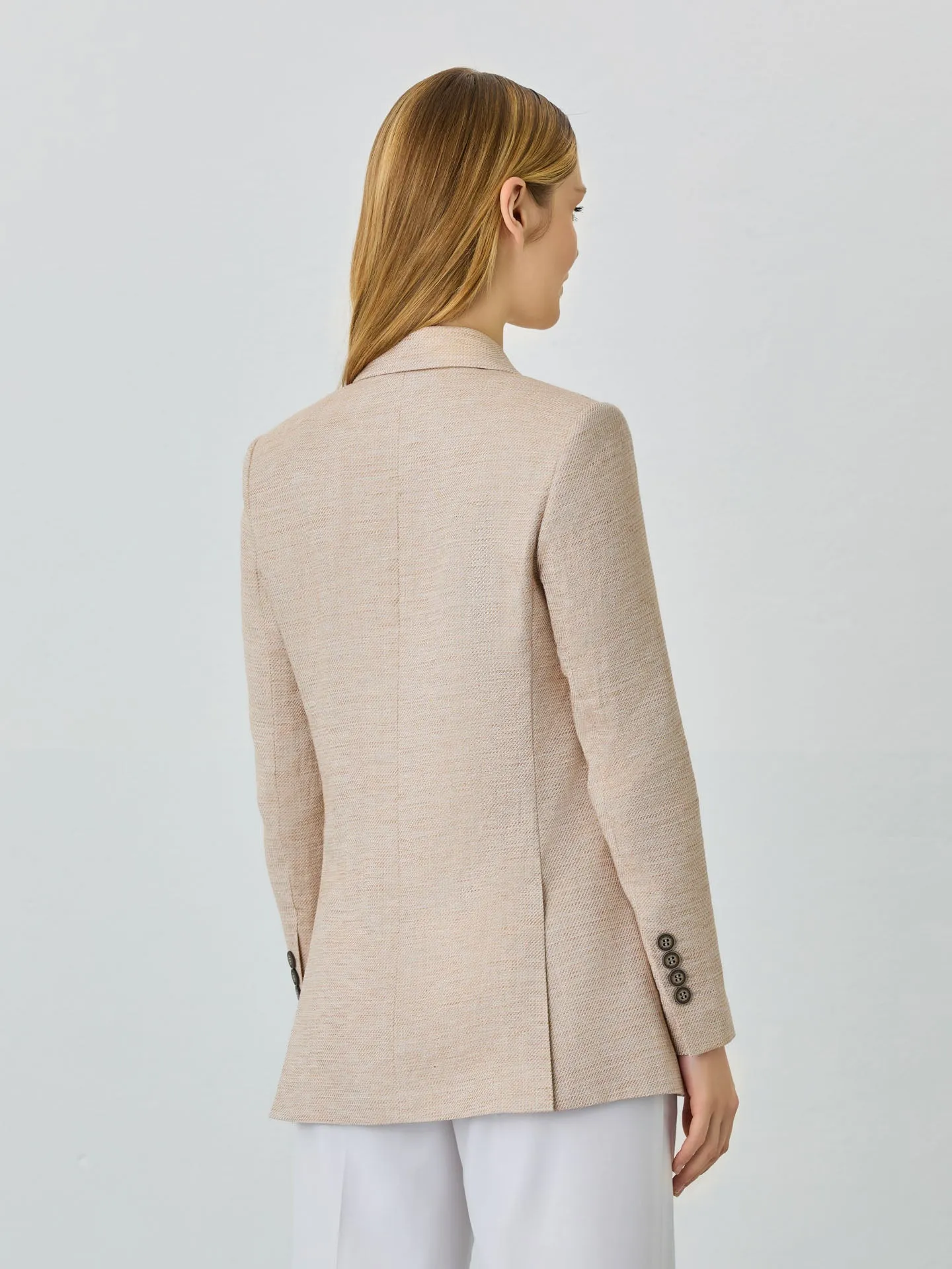 Single-Breasted Blazer In Viscose Linen Blend