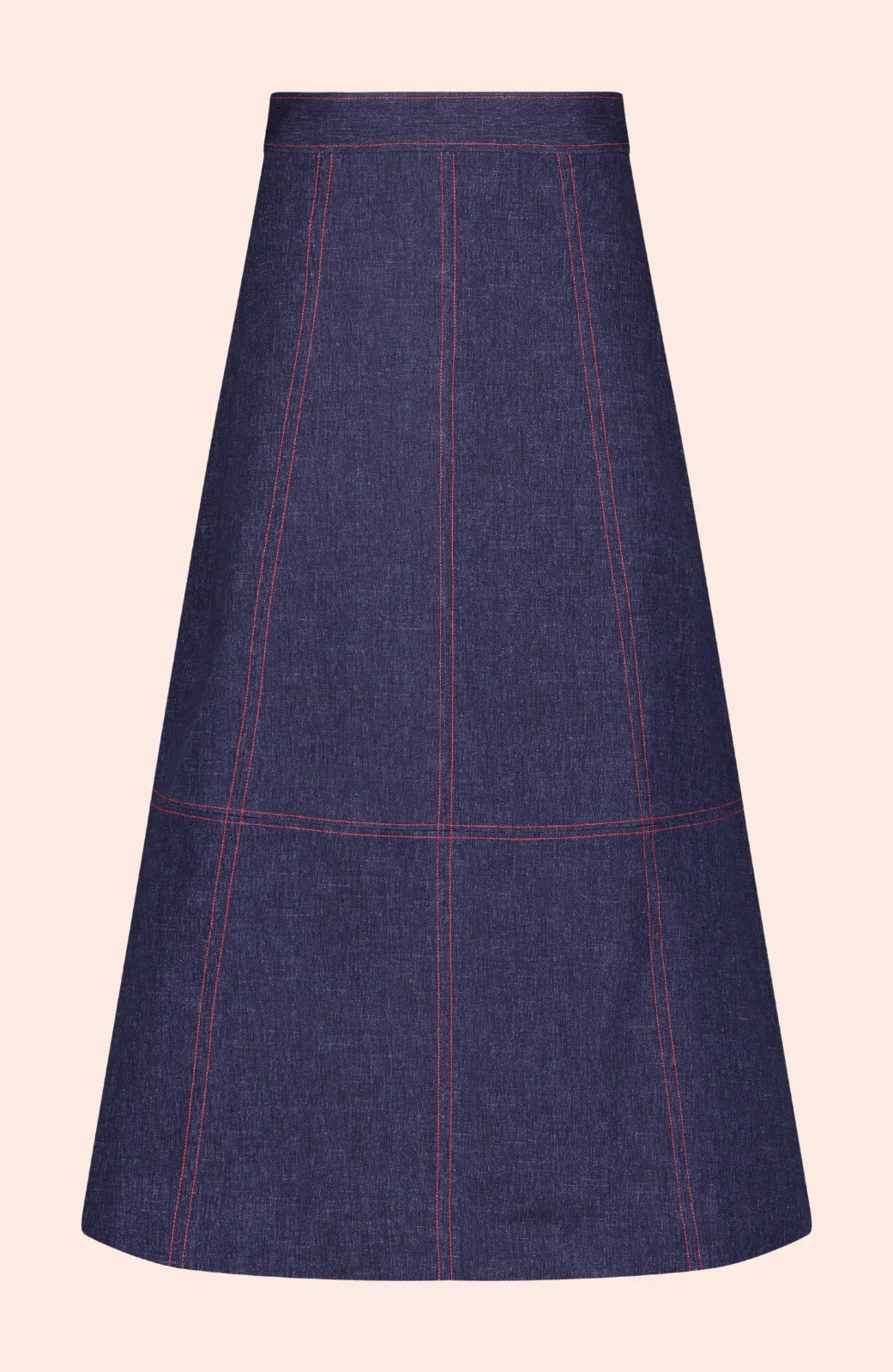 Stretch Denim Midi Skirt