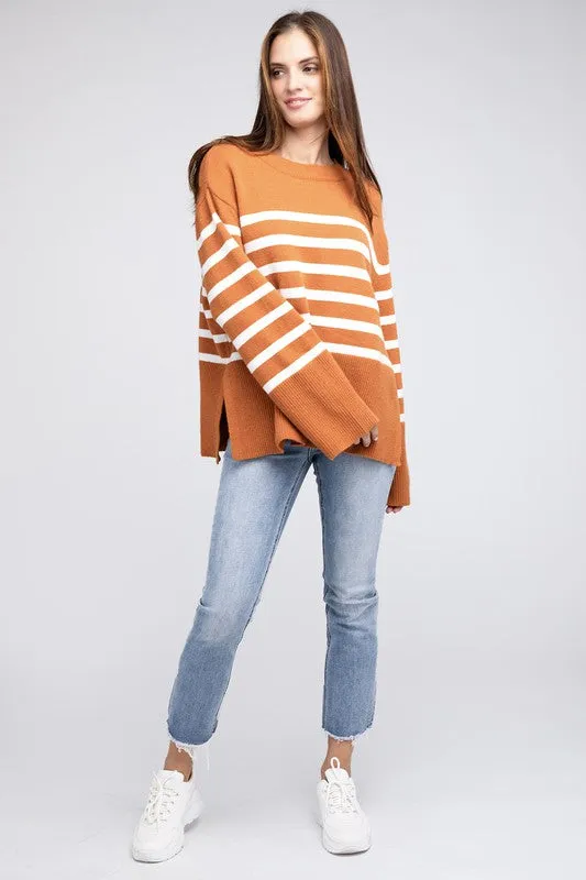 TEEK - Ribbed Hem Stripe Sweater