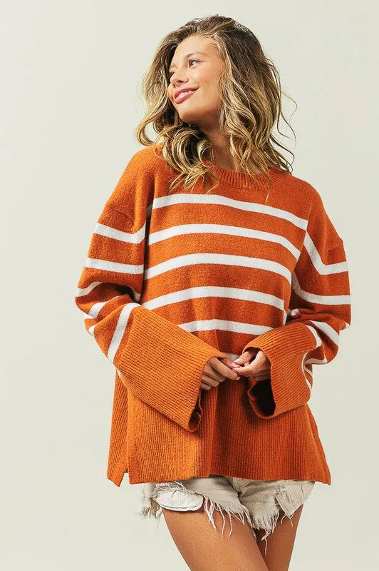 TEEK - Ribbed Hem Stripe Sweater