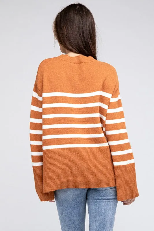 TEEK - Ribbed Hem Stripe Sweater