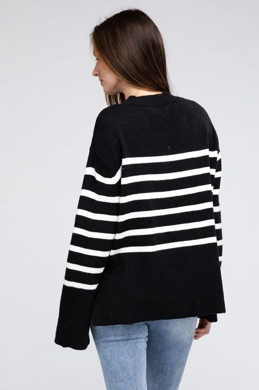 TEEK - Ribbed Hem Stripe Sweater