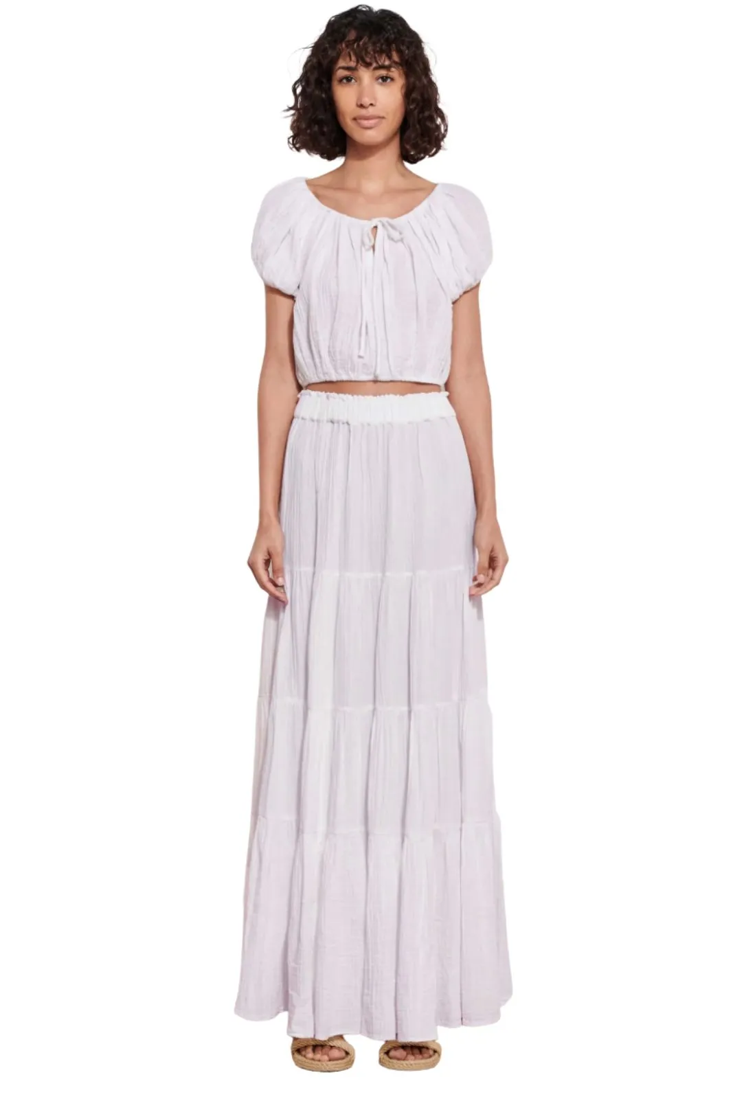 Tiered Maxi Skirt, White