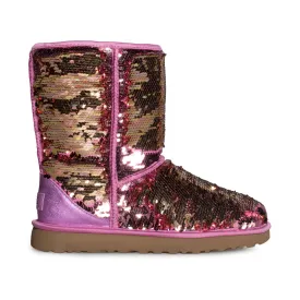 UGG Classic Short Sequin Pink Boots - Women's