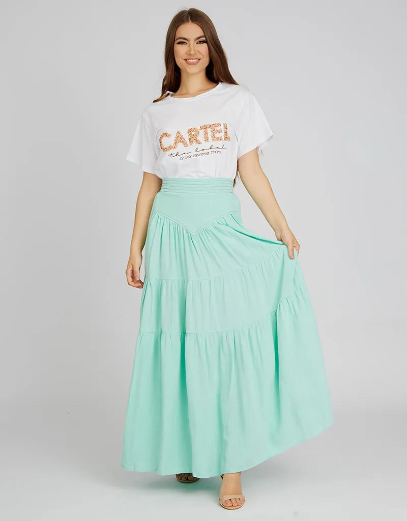 V Maxi Linen Skirt