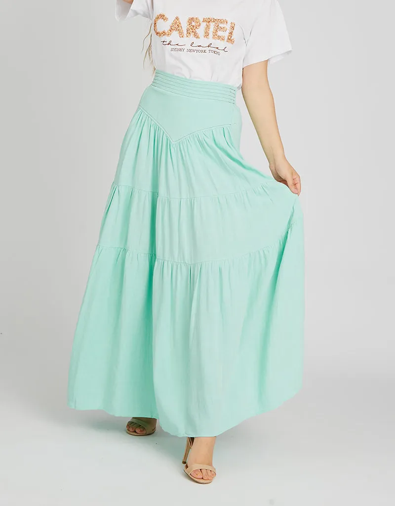 V Maxi Linen Skirt