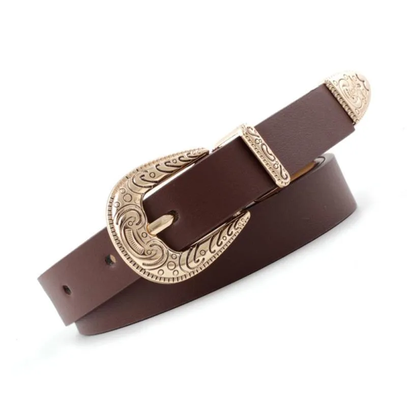 Women Retro Style Casual All Match Thin Metal Buckle Waist Belt