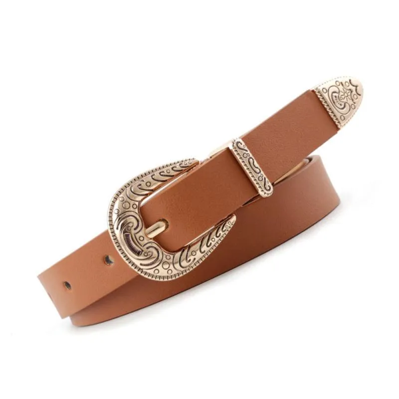 Women Retro Style Casual All Match Thin Metal Buckle Waist Belt