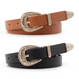 Women Retro Style Casual All Match Thin Metal Buckle Waist Belt