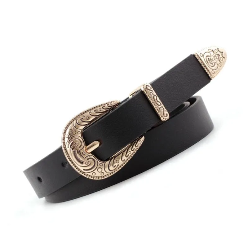 Women Retro Style Casual All Match Thin Metal Buckle Waist Belt