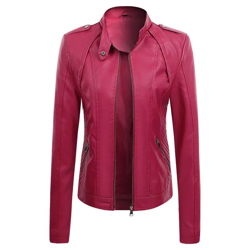 Women's Leather Coat New Slim Lapel Fashion