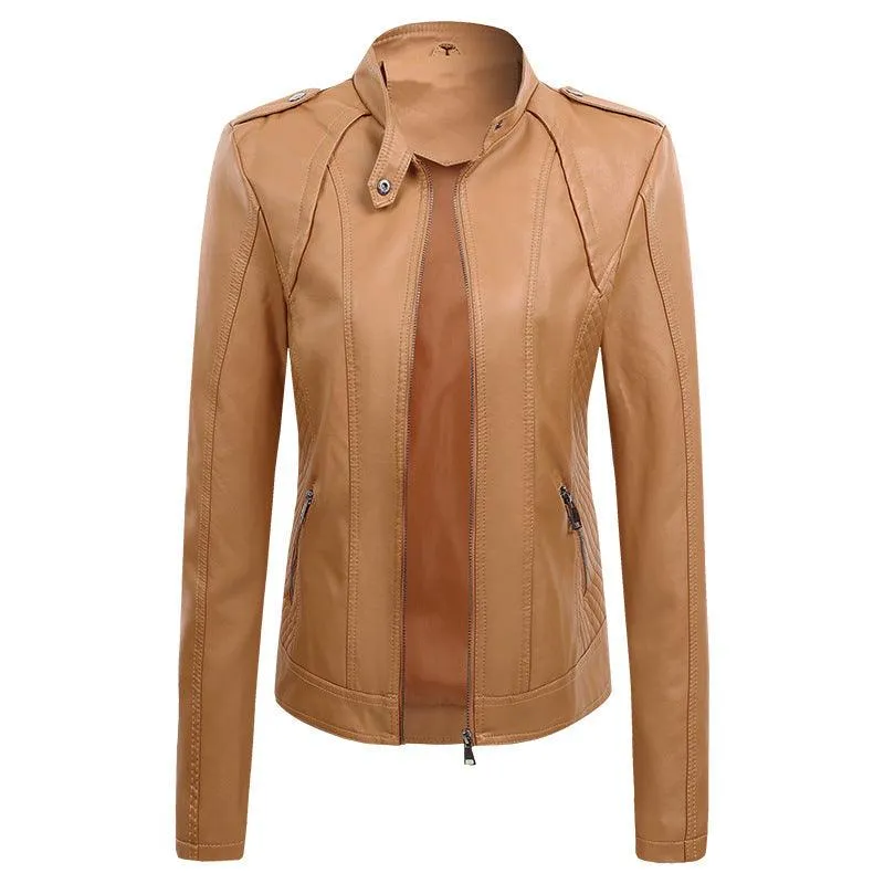 Women's Leather Coat New Slim Lapel Fashion